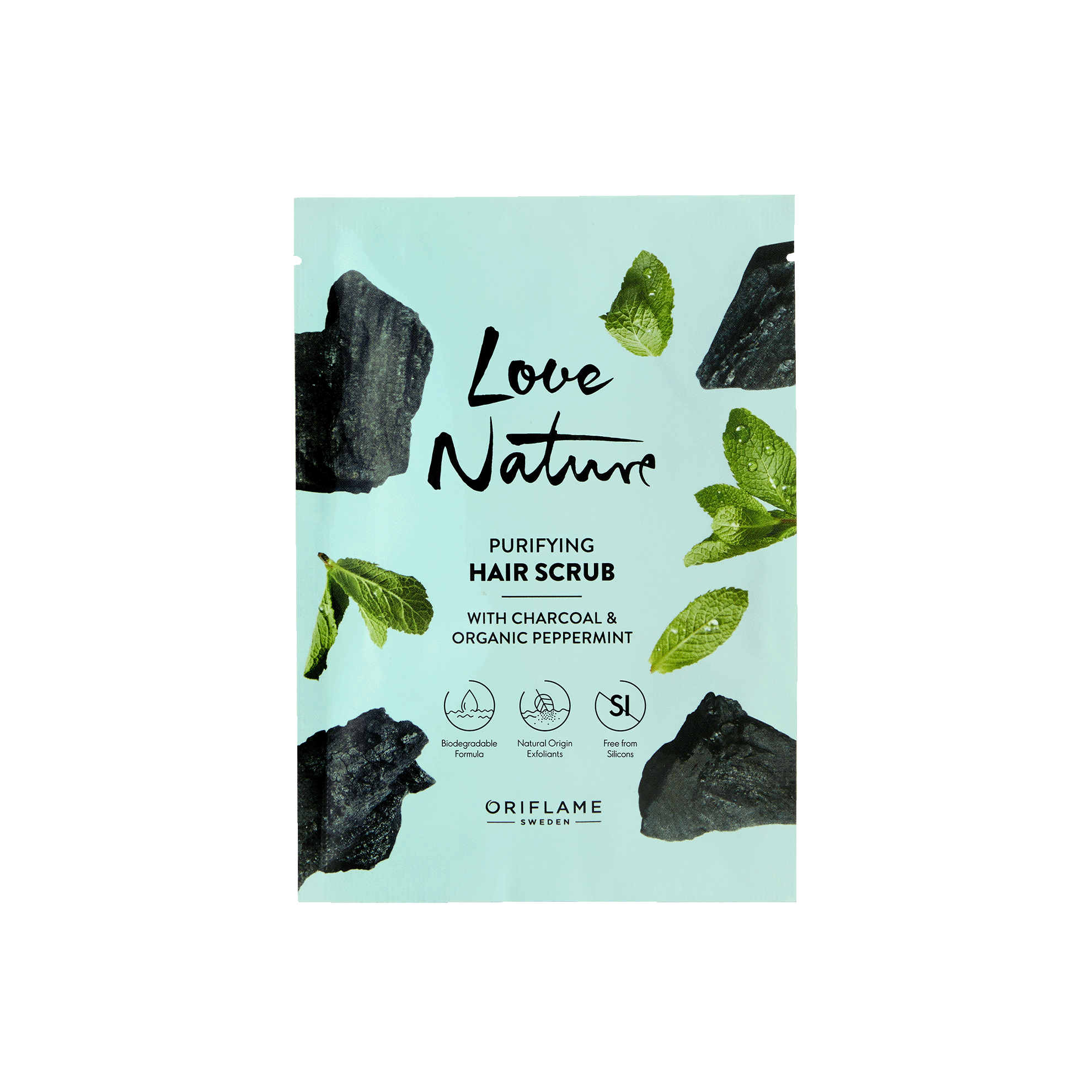 Скраб-шампунь для волос с углём и органической мятой Love Nature